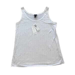 New Eileen Fisher 100% Linen Womens White Tank Top Shirt Sz L $98